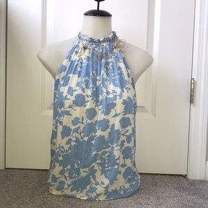 Blue floral halter blouse